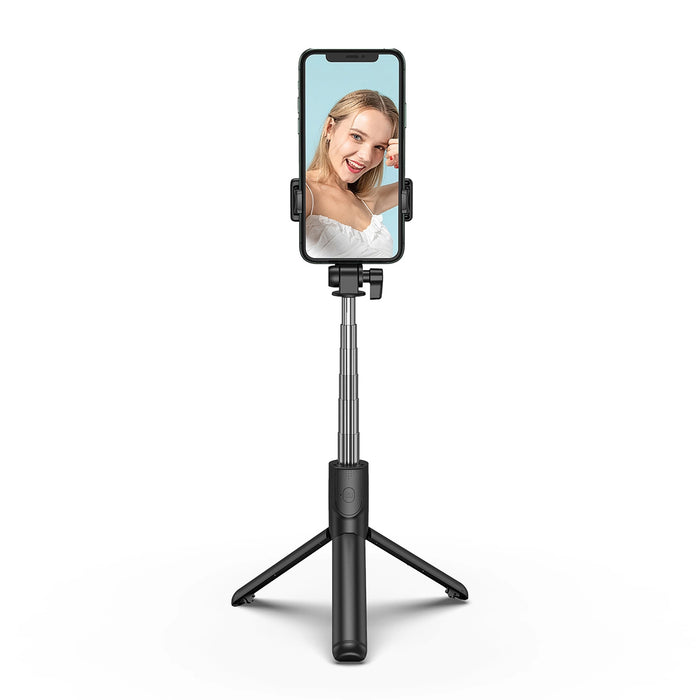 Selfie stick WHS1Y telescopic tripod 1m with phone holder - black