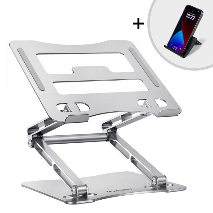 Wozinsky WRS-CPY75DSS Aluminum Laptop and Tablet Stand + Free Smartphone Stand - Silver