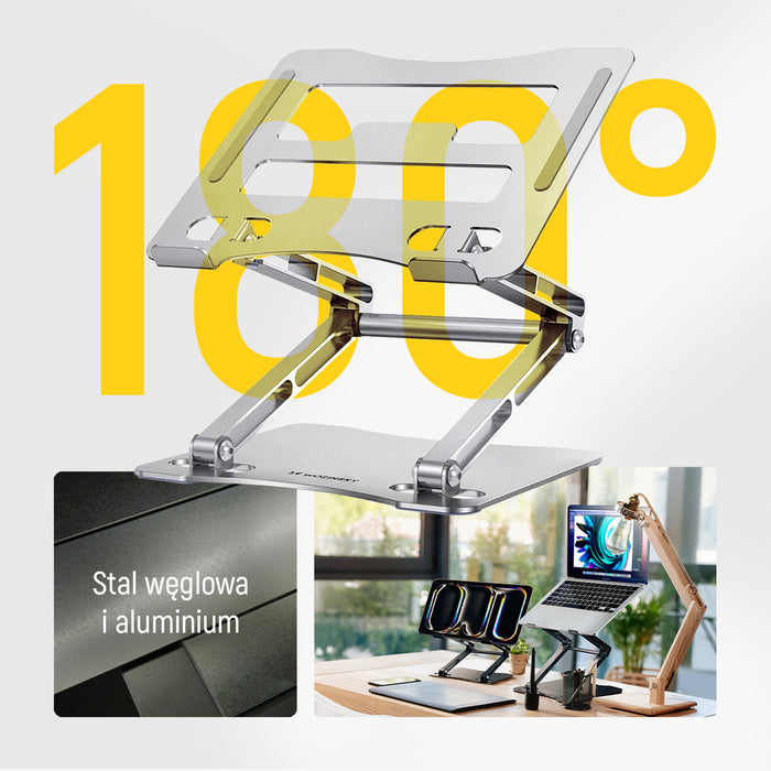 Wozinsky WRS-CPY75DSS Aluminum Laptop and Tablet Stand + Free Smartphone Stand - Silver