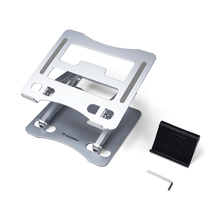 Wozinsky WRS-CPY75DSS Aluminum Laptop and Tablet Stand + Free Smartphone Stand - Silver