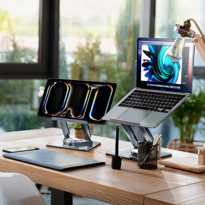 Wozinsky WRS-CPY84SS Aluminum Laptop and Tablet Stand + Free Smartphone Stand - Silver