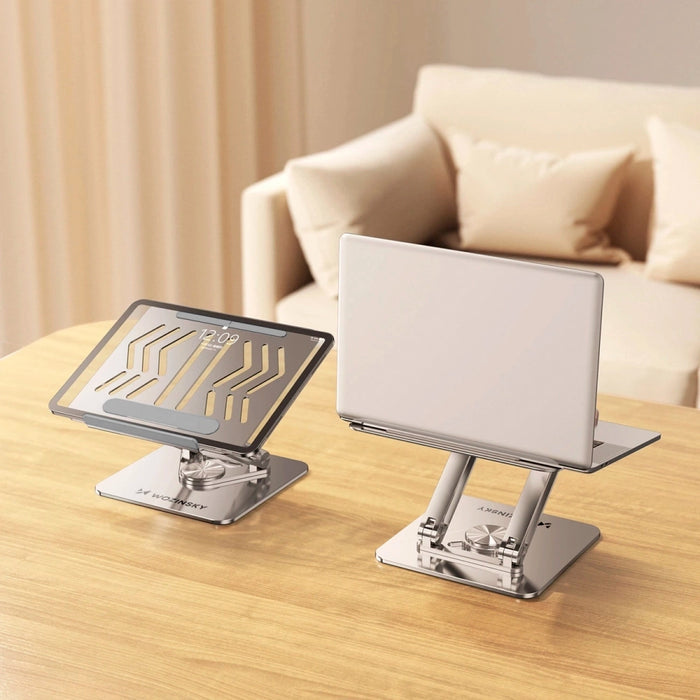 Wozinsky WRS-CPY84SS Aluminum Laptop and Tablet Stand + Free Smartphone Stand - Silver
