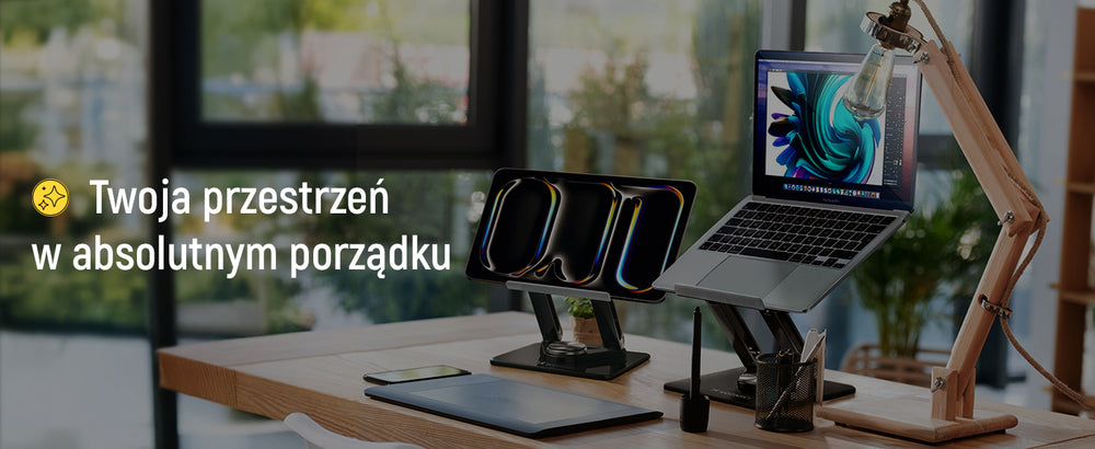 Wozinsky WRS-CPY84SB 360 Aluminum Laptop and Tablet Stand + Free Smartphone Stand - Black