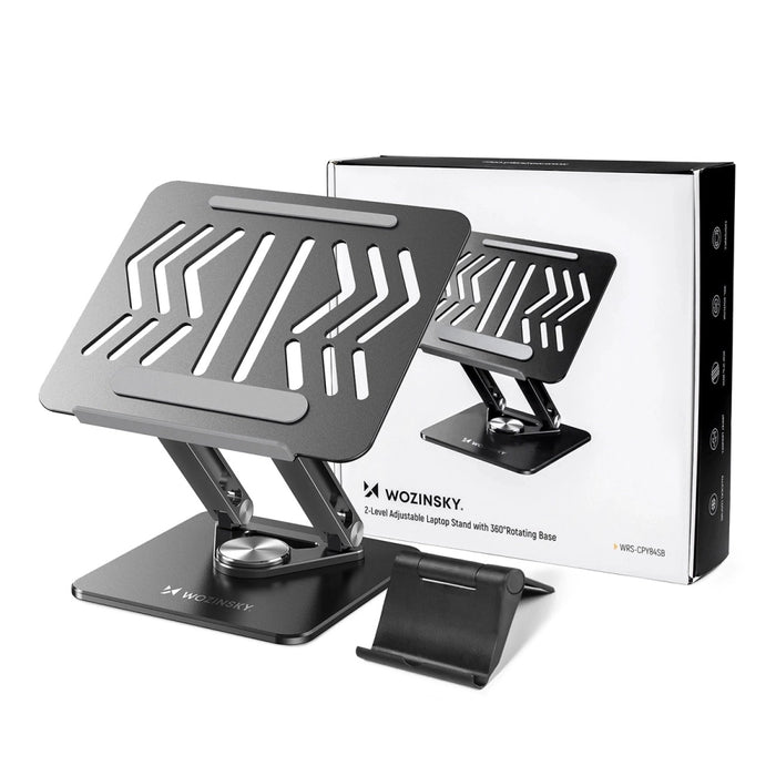 Wozinsky WRS-CPY84SB 360 Aluminum Laptop and Tablet Stand + Free Smartphone Stand - Black