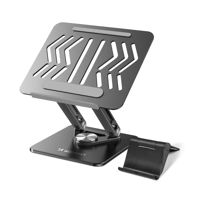 Wozinsky WRS-CPY84SB 360 Aluminum Laptop and Tablet Stand + Free Smartphone Stand - Black