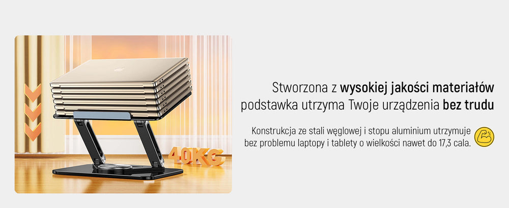 Wozinsky WRS-CPY84SB 360 Aluminum Laptop and Tablet Stand + Free Smartphone Stand - Black