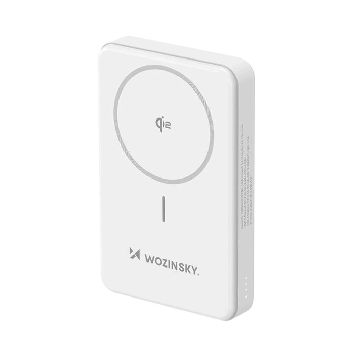 Powerbank Wozinsky WLWP-10KA0Y3WS 22.5W PD Qi2 10000 mAh, with stand, 1x USB-A, 1x USB-C - white