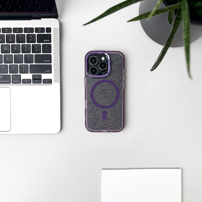 Wozinsky Glitter Case MagSafe for Samsung Galaxy S24 FE - Purple with Glitter