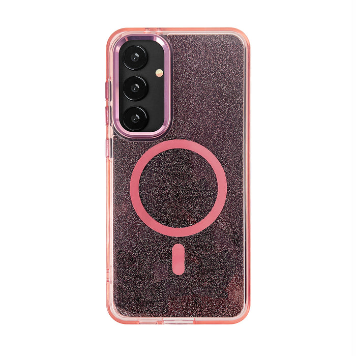 Wozinsky Glitter Case with Mag Safe for Samsung Galaxy S24 FE - Pink with Glitter