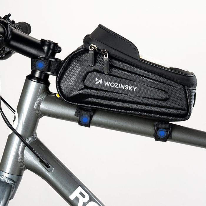 Wozinsky bicycle bag for the frame, armored, with a phone pocket, 1.7 l - black
