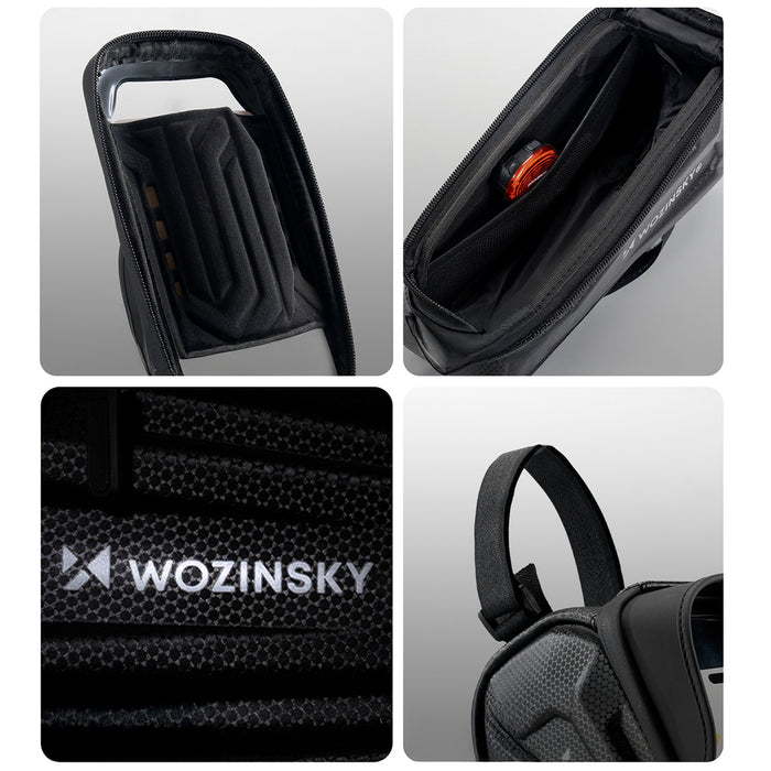 Wozinsky bicycle bag for the frame, armored, with a phone pocket, 1.7 l - black