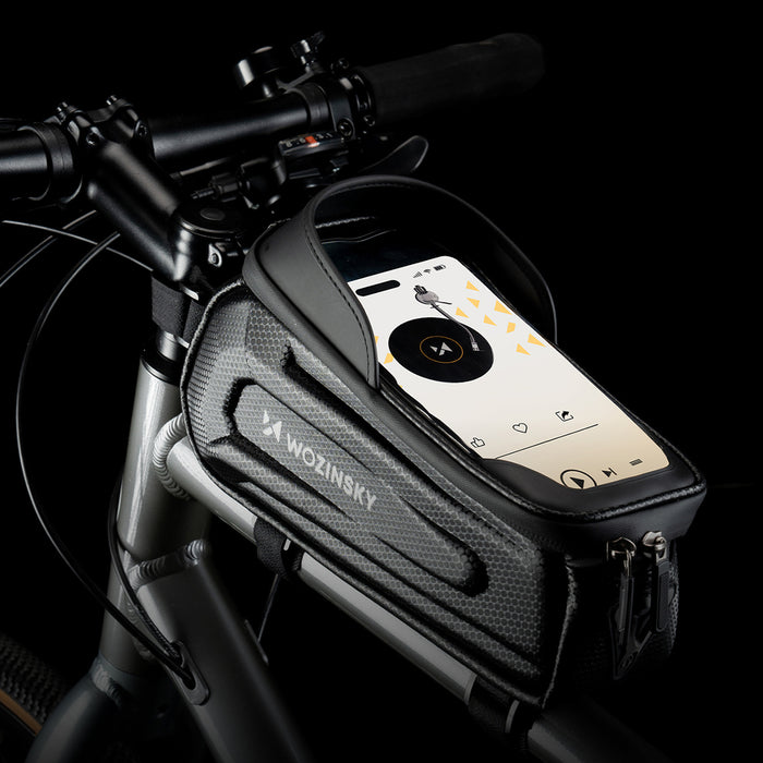 Wozinsky bicycle bag for the frame, armored, with a phone pocket, 1.7 l - black