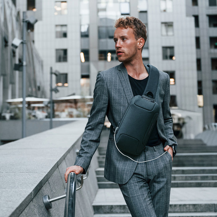 Wozinsky Premium Single Shoulder Anti-Theft City Backpack with Organizer and USB - Black