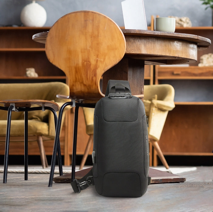 Wozinsky Premium Single Shoulder Anti-Theft City Backpack with Organizer and USB - Black