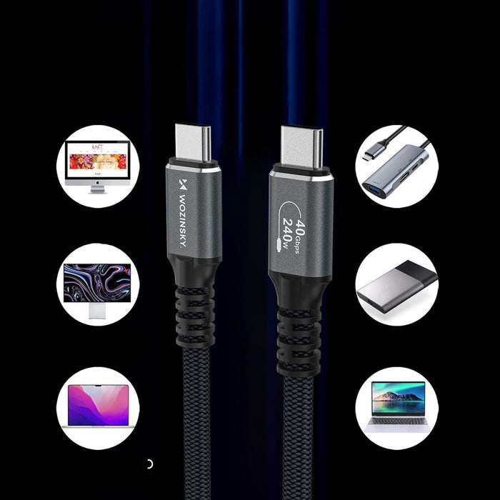 Wozinsky WPS-UY41S USB-C USB4 Cable 40Gb/s 240W 1m 4K - Black