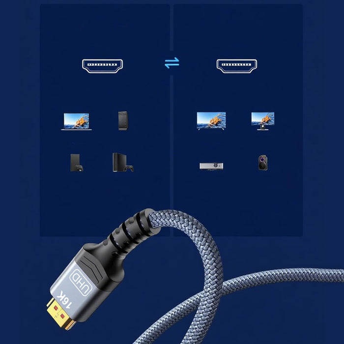 Wozinsky WPS-16AYL1S DisplayPort 2.1 Cable 80Gb/s 16K@60Hz 8K@120Hz 4K@240Hz HDR HDCP DSC 1m - Black