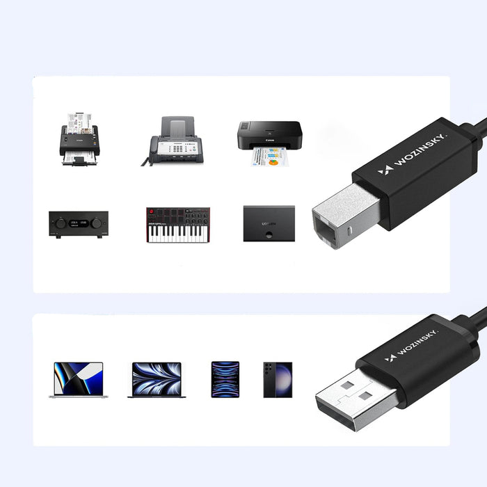 Wozinsky WKDDY3S USB-B - USB-A 480Mb/s Cable 2m - Black