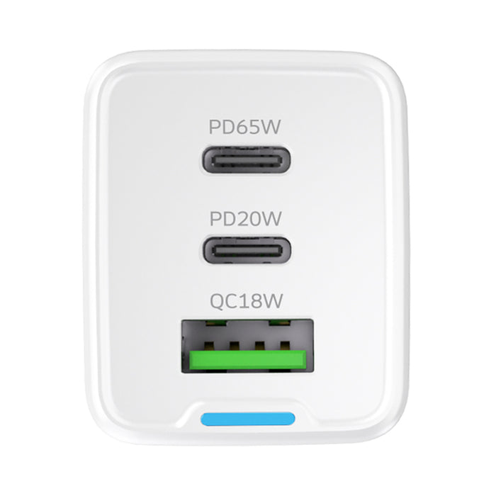 Wozinsky GaN 65W Charger with 2xUSB-C USB Ports with 65W CC Cable - White