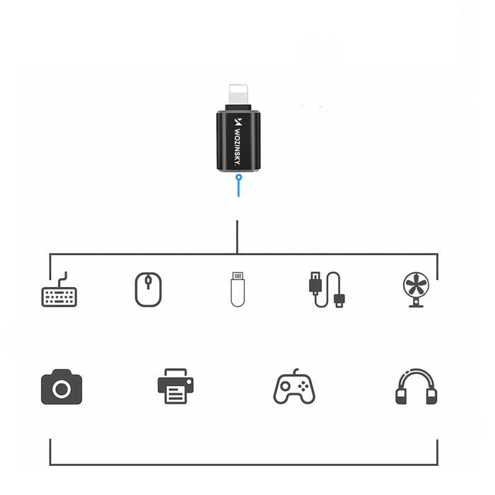 Wozinsky WALA-01 Lightning to USB-A OTG Adapter - Black