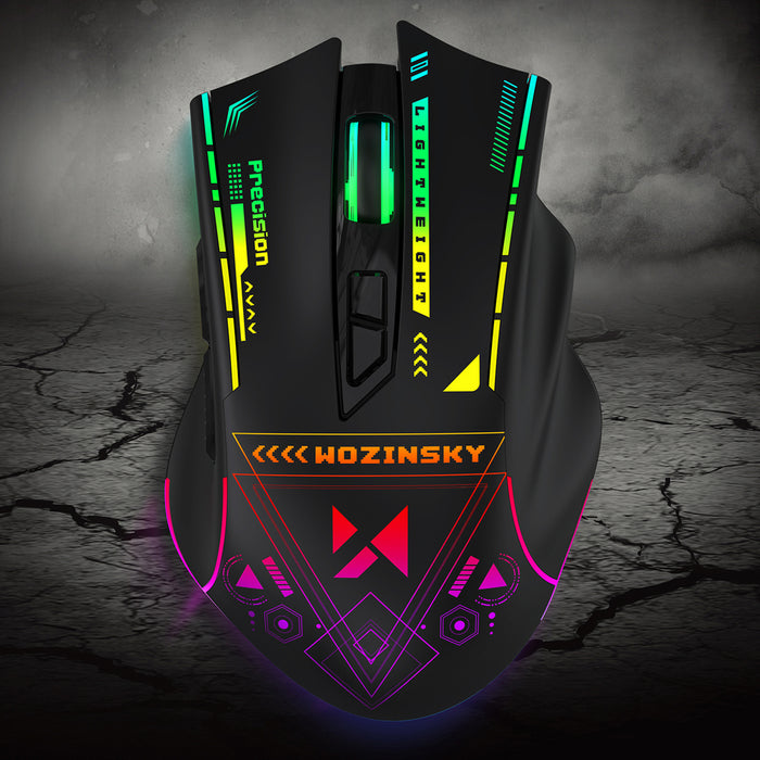 Wozinsky WMGB-3200 Wireless Optical Gaming Mouse with Built-in Rechargeable Battery 3200 DPI with RGB Lighting - Black