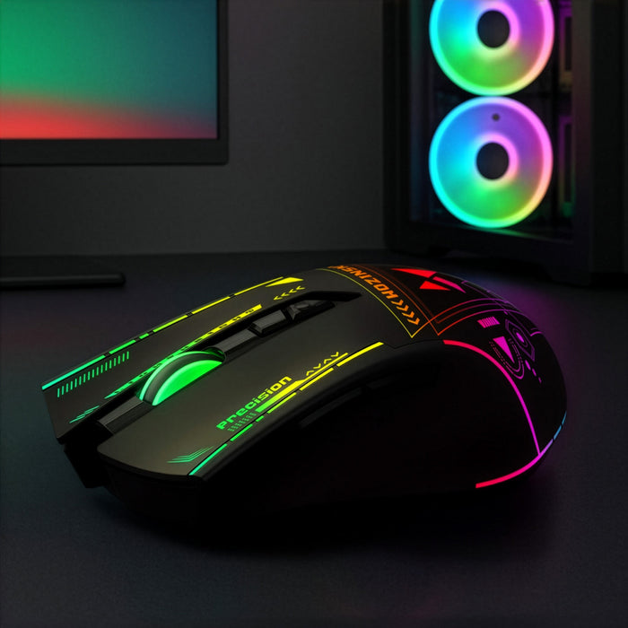 Wozinsky WMGB-3200 Wireless Optical Gaming Mouse with Built-in Rechargeable Battery 3200 DPI with RGB Lighting - Black