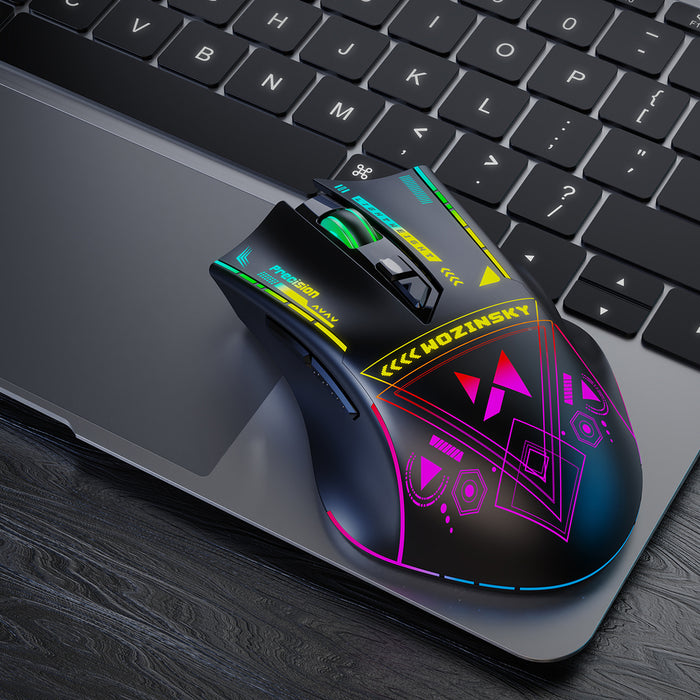 Wozinsky WMGB-3200 Wireless Optical Gaming Mouse with Built-in Rechargeable Battery 3200 DPI with RGB Lighting - Black