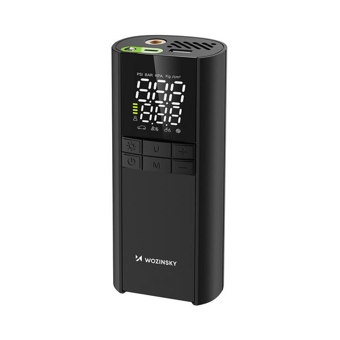 Wozinsky WPEP-8000 compressor, electric pump, 8000mAh power bank, flashlight - black