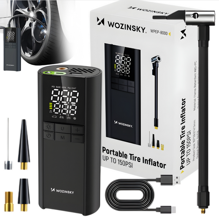Wozinsky WPEP-8000 compressor, electric pump, 8000mAh power bank, flashlight - black