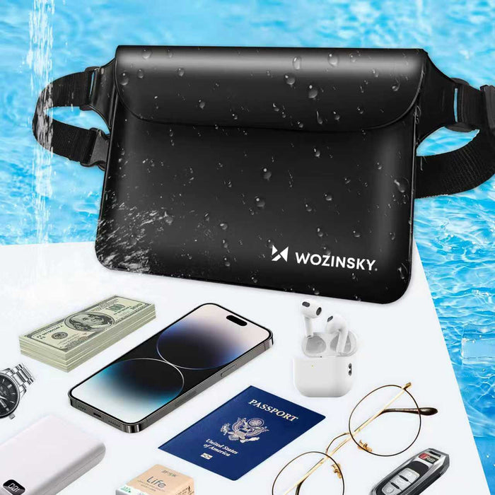 Wozinsky WWS-01 Waterproof PVC Waist Bag - Black