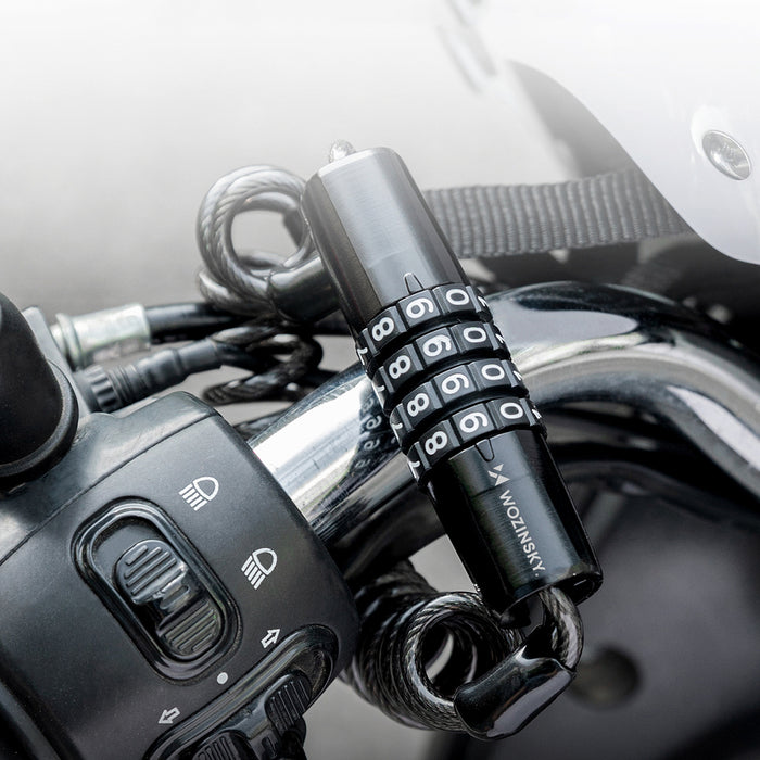 Wozinsky WBN-01R bicycle lock for a bicycle helmet, waterproof, 4-digit combination - black
