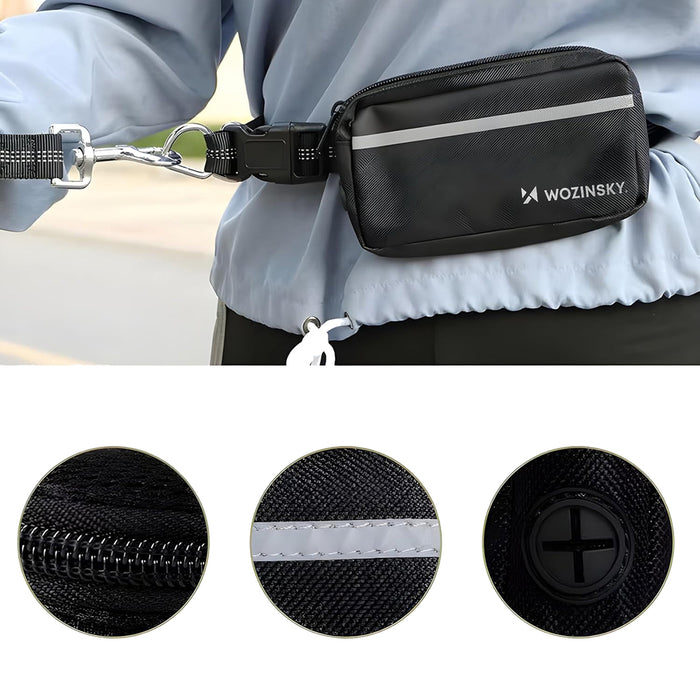 Wozinsky WPST-01 Hip Belt with Pouch and Elastic Leash for Running with a Dog - Black