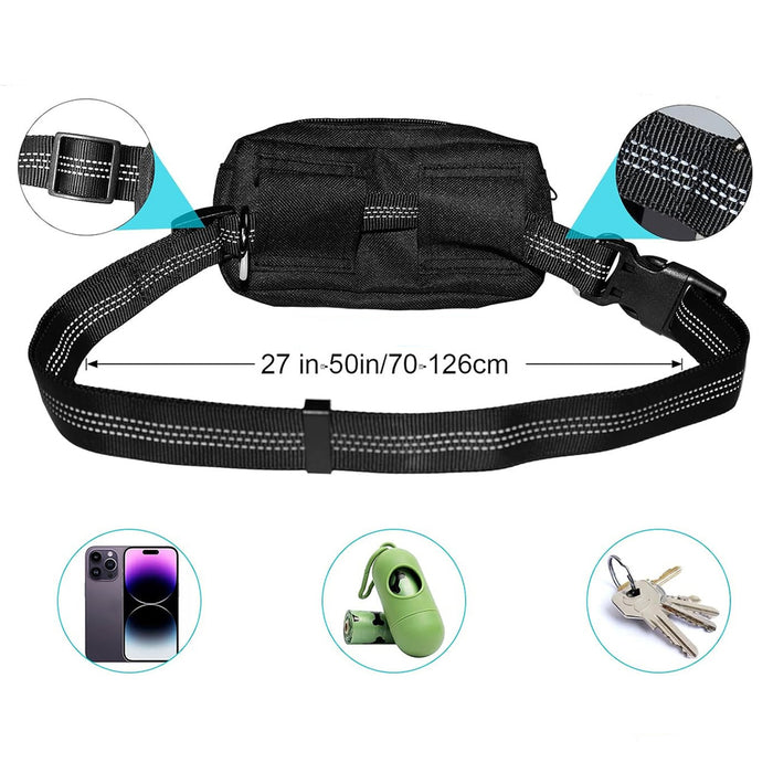Wozinsky WPST-01 Hip Belt with Pouch and Elastic Leash for Running with a Dog - Black