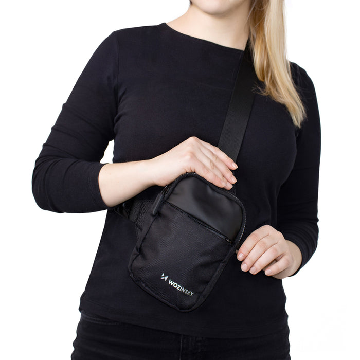 Wozinsky WMS-W1 Unisex Mini Shoulder Bag Waterproof Dual-Compartment for Phone - Black