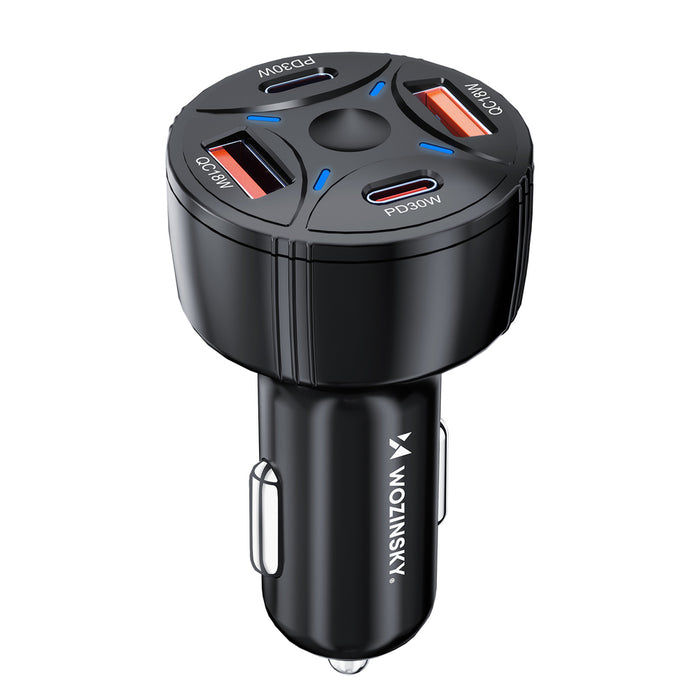 Wozinsky WLS-04 60W Car Charger 2xUSB-C 2xUSB-A - Black