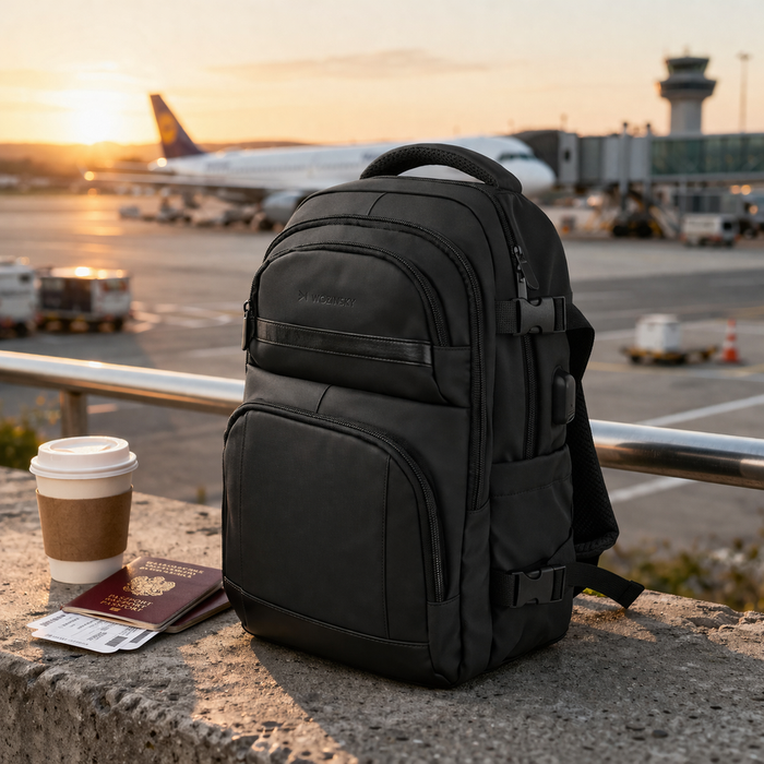Wozinsky WPW-20L Travel Backpack with Laptop Pocket 40x20x25 cm for the Luggage Hold - Black