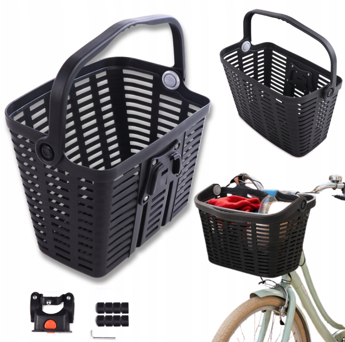 Wozinsky WKR-PK plastic handlebar bicycle basket - black