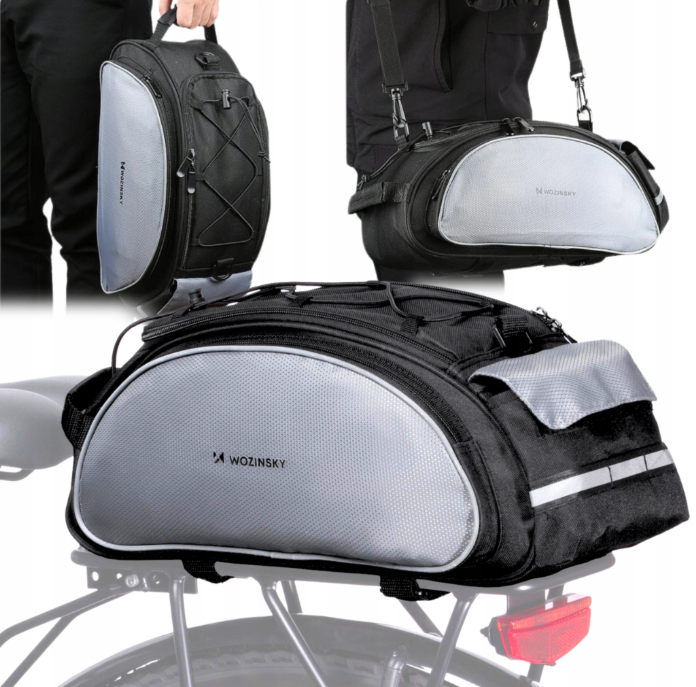 Wozinsky Bike Pannier Bag with Shoulder Strap 13L Black (WBB1BK)