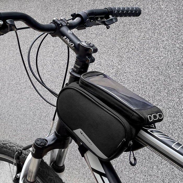 Wozinsky frame bike bag + detachable phone cover up to 6.5 "1.5l black (WBB7BK)