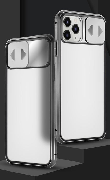 Wozinsky Magnetic Cam Slider Case Full Body Cover built-in front glass lens rotector for Huawei P40 black