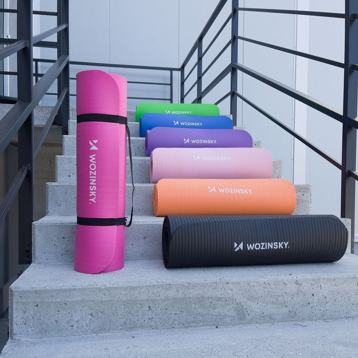 Wozinsky exercise mat 181 x 63 x 0.9 cm thick gymnastic yoga mat black