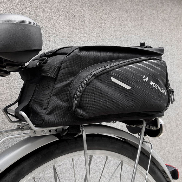 Wozinsky Bike Pannier Rack Bag with Shoulder Strap 9L (Rain Cover Included) Black (WBB22BK)