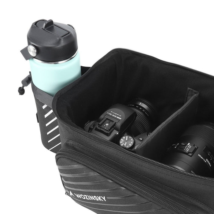 Wozinsky Bike Pannier Rack Bag with Shoulder Strap 9L (Rain Cover Included) Black (WBB22BK)