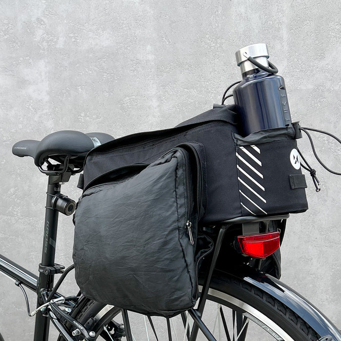 Wozinsky Bike Pannier Rack Bag with Shoulder Strap 9L (Rain Cover Included) Black (WBB22BK)