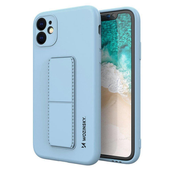 Wozinsky Kickstand Case iPhone 12 Pro Silicone Case with Stand Light Blue