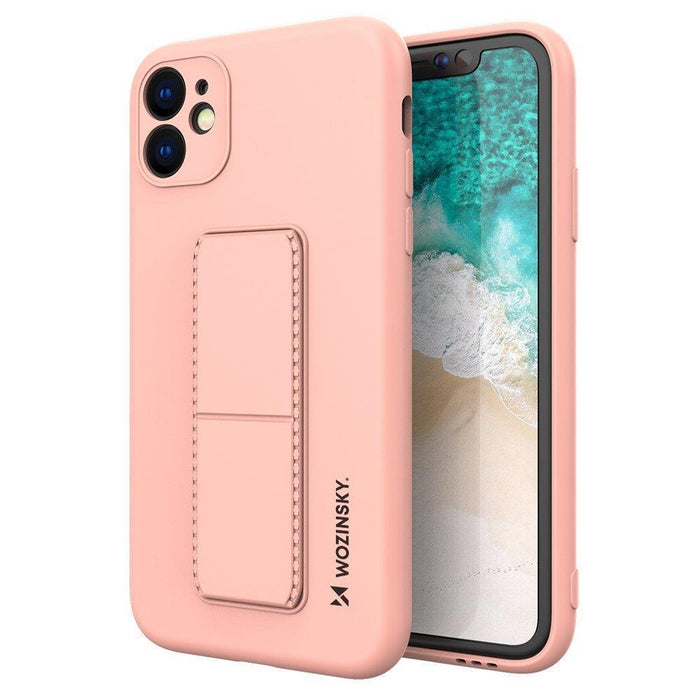 Wozinsky Kickstand Case silicone case with stand Samsung Galaxy A32 5G pink