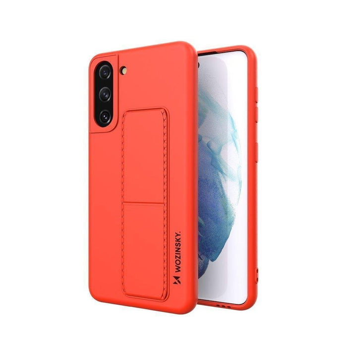 Wozinsky Kickstand Case silicone case with stand Samsung Galaxy S21+ 5G red