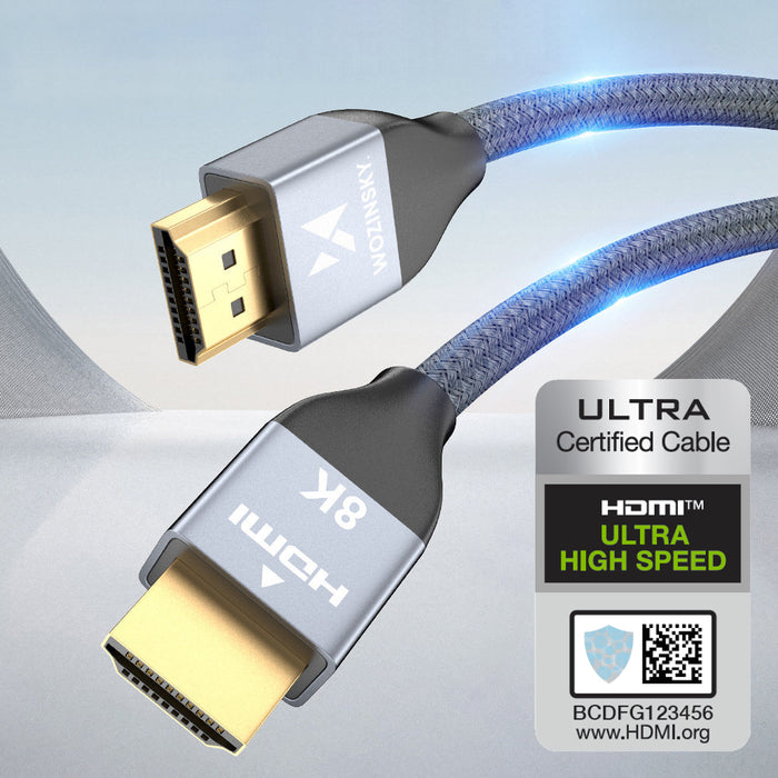Wozinsky HDMI 2.1 Cable 8K 60 Hz 48 Gbps / 4K 120 Hz / 2K 144 Hz 2 m Silver (WHDMI-20)