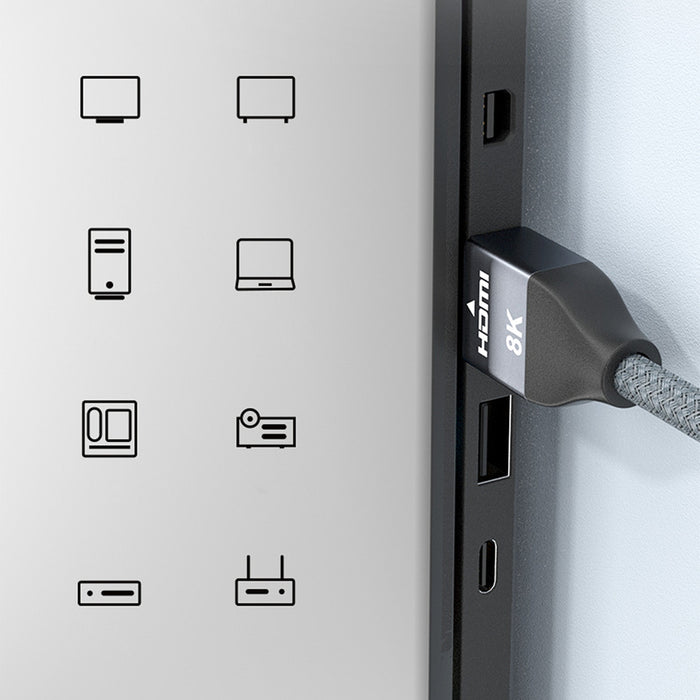 Wozinsky HDMI 2.1 Cable 8K 60 Hz 48 Gbps / 4K 120 Hz / 2K 144 Hz 2 m Silver (WHDMI-20)