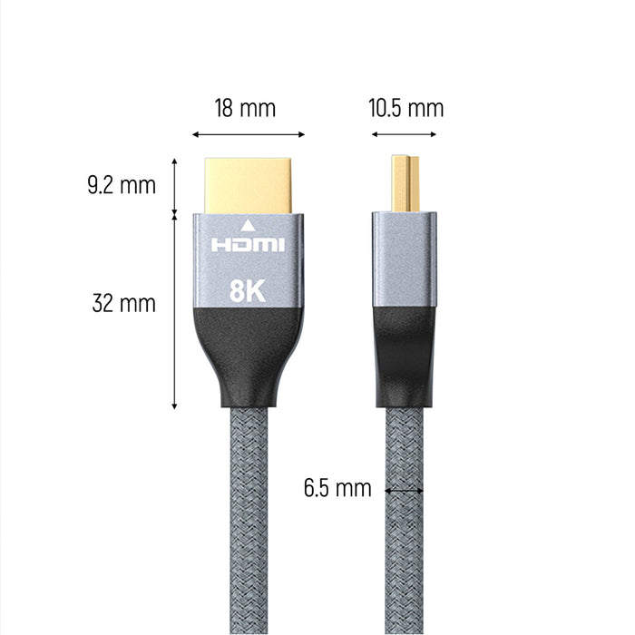 Wozinsky HDMI 2.1 Cable 8K 60 Hz 48 Gbps / 4K 120 Hz / 2K 144 Hz 3 m Silver (WHDMI-30)