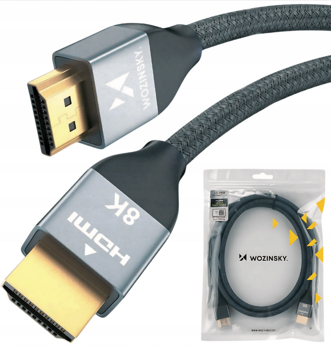 Wozinsky HDMI 2.1 Cable 8K 60 Hz 48 Gbps / 4K 120 Hz / 2K 144 Hz 3 m Silver (WHDMI-30)